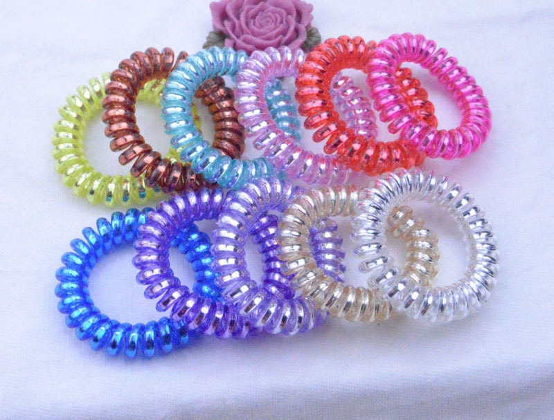 20 Telephone Cord Hair Ties Shiny telephone cord Assorted Etsy