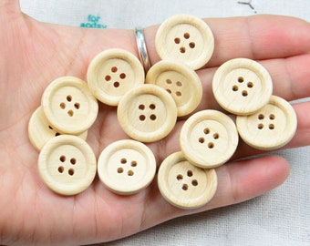 50pcs x 20mm natural wooden buttons 4 holes round buttons