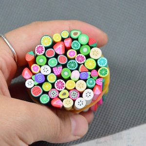 50mm Assorted Fruit Theme Polymer Clay sticks, Polymer Clay cane, Fimo cane Nail Art Decorative materials 20pcs/50pcs option