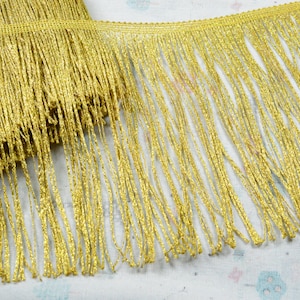 8&#39;&#39;(20cm) wide Gold Chainette fringe trim, long Chainette Hangs, gold metallic fringe tape for sewing decoration