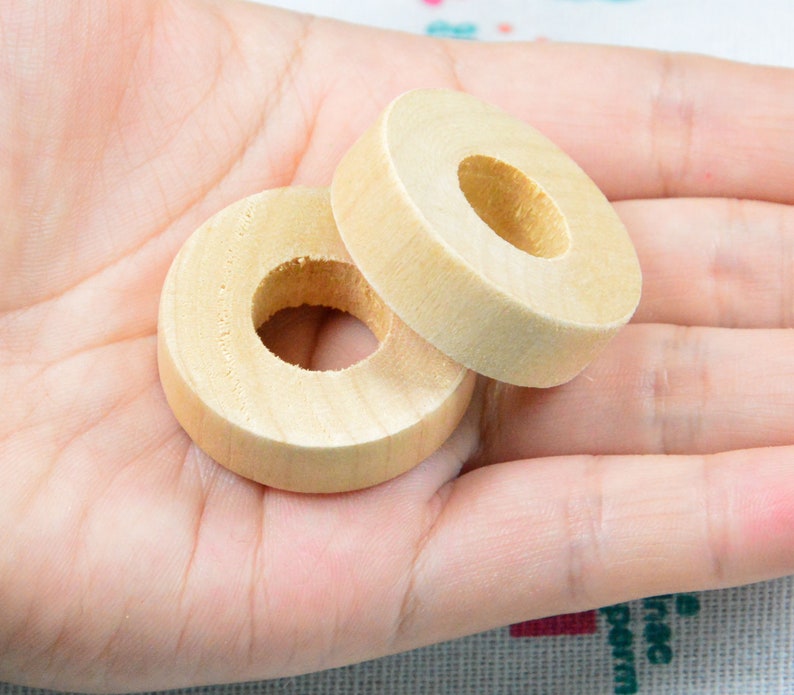 unfinished flat thick wood circle ring 34mm 20 wooden rings