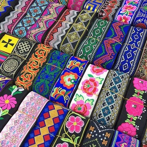 5cm Width Flower Jacquard ribbon, Geometric woven Jacquard ribbon trim sewing craft ribbon, Ethnic ribbon custome decoration sewing trim