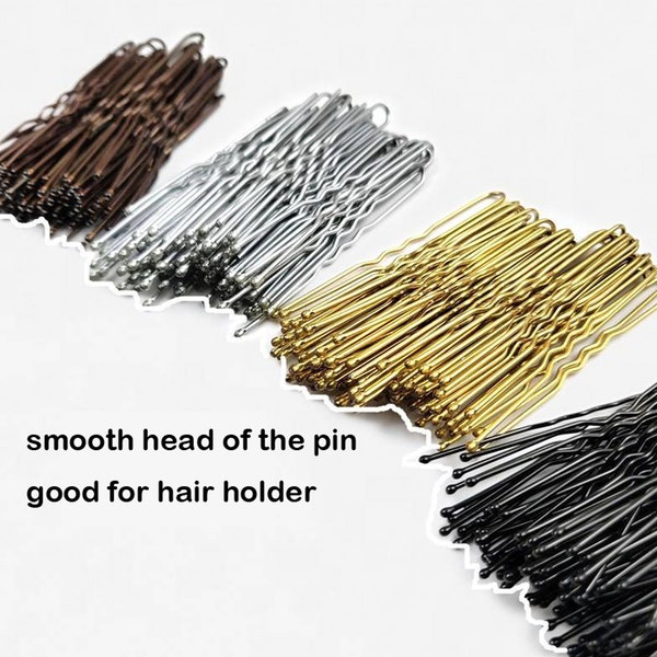 50pcs/box 60mm metal hair pins, Silver/gold/black/brown U shape Metal hair pin hair holder hair clips