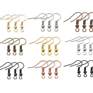 100 or 500 BULK French hook earrings, silver/gold/rose gold/white K/KC gold/antique bronze/gunmetal metal wire ear hook, fish hook earrings