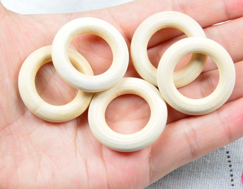 50 pcs wooden rings unfinished round wood circle ring 30mm