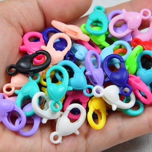 10/20/50/100 Assorted Color Plastic Lobster Clasps Heart Lobster Claw 10/20/50/100 Assorted Color Plastic Lobster Clasps Heart Lobster Claw