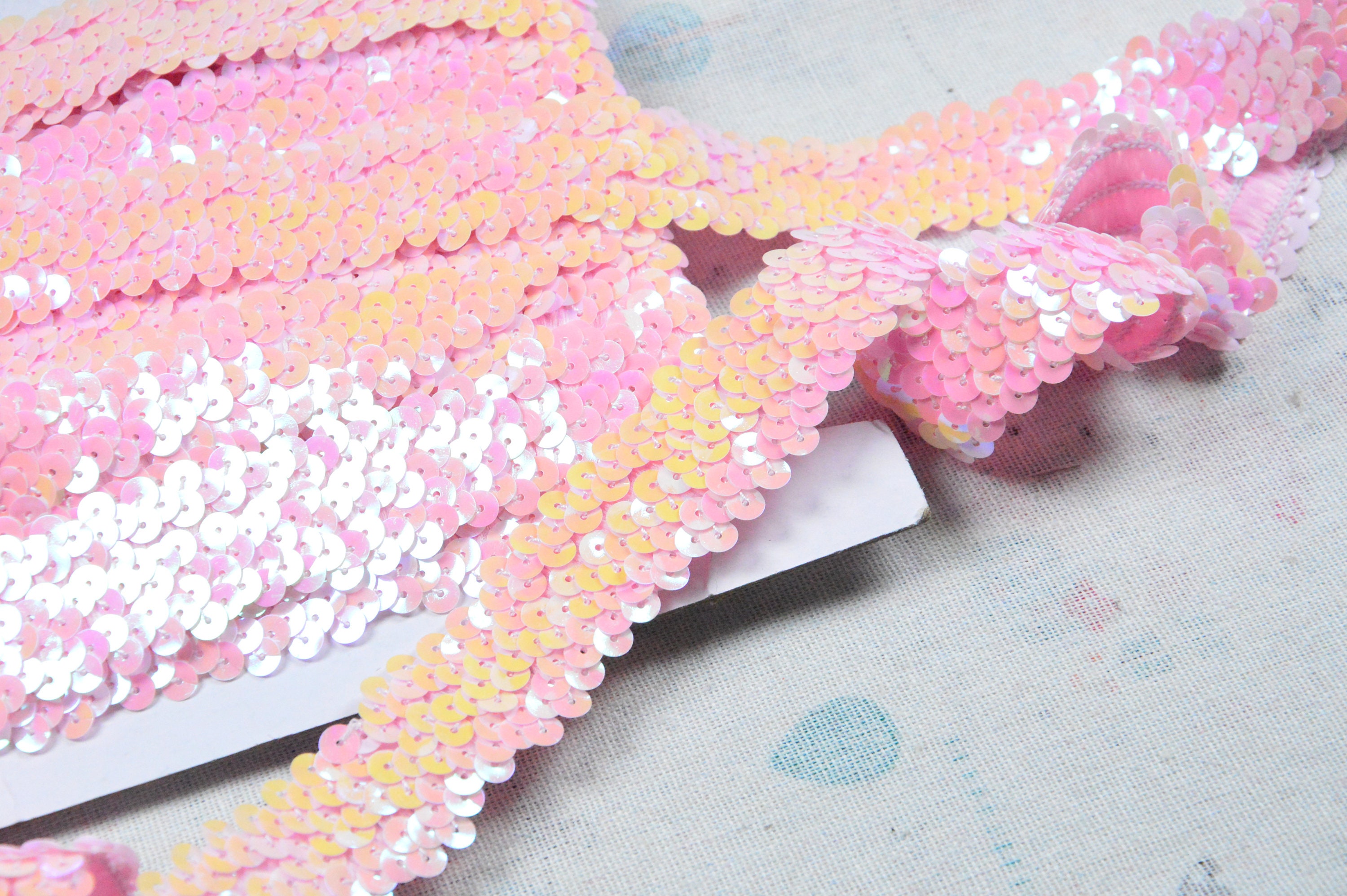 3cm Elastic Sequin Ribbon, Sequin Border Ribbon Trim