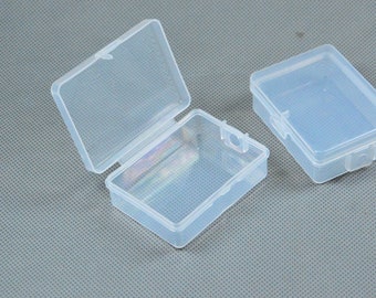 Clear plastic box, Rectangular Empty box, Jewelry beads storage box, plastic case container 5.1x6.8cm