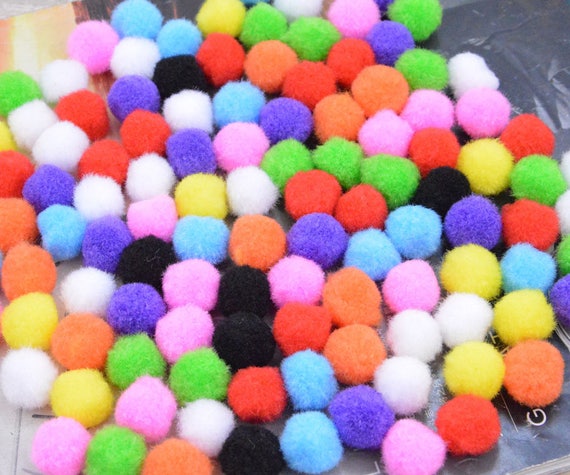 50 pompones de algodón, bolas de pompones de colores surtidos, suministro  de pompones artesanales hechos a mano de 15 mm