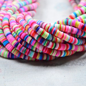 6mm Rainbow African Vinyl Heishi beads, Polymer Clay disc beads, mini flat round beads for DIY jewelry supply
