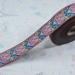 30mm Floral Jacquard trim Geometric woven tape jacquard ribbon craft sewing trim by the yard