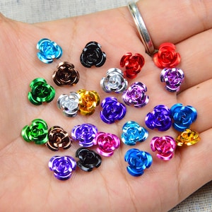 100 Stück Blumen Charms, Aluminium 10mm mini Rosen Anhänger