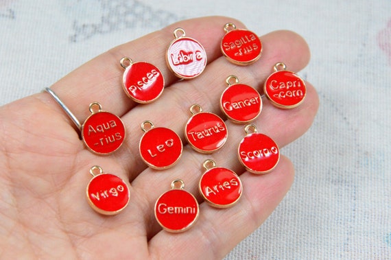 12PCS White Enamel Alloy Zodiac Charms Pendant DIY Handmade