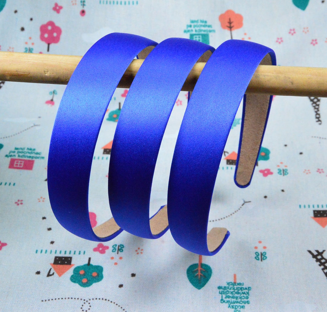 10pcs X 25mm Satin Headbands Fluorescent Blue Satin Hair Etsy