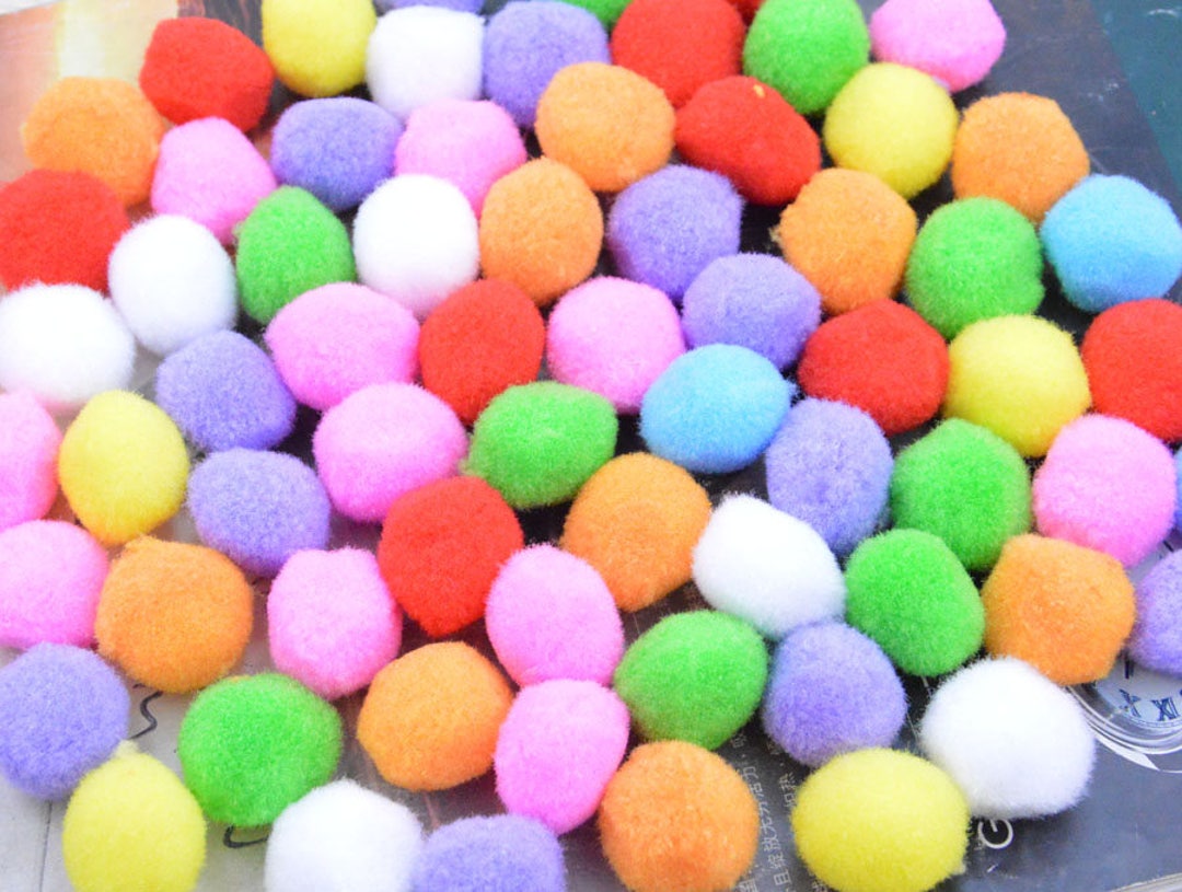 13mm Glitter Pom Poms Mixed Colour Art Craft Card Making 100 Pieces 