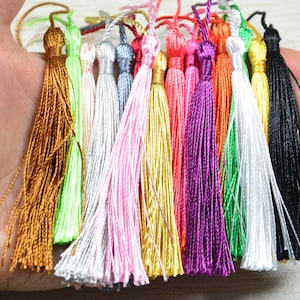50pcs Assorted tassels, 3&#39;&#39; silk tassel with 2&#39;&#39; cord, tassels for handmade supply, bookmark tassel charms