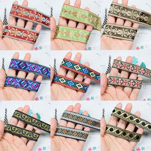 1m Flower Jacquard ribbon Geometric woven trim border embroidered ribbon sewing trim