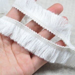 1&#39;&#39; wide White cotton fringe trim, Cotton brush fringe ribbon tassel fringe tape border sewing craft