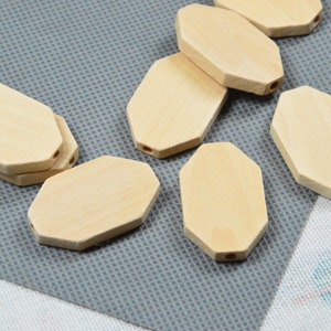20pcs Unfinished wooden beads, wood polygon, Polygonal wood beads, Geometric wood bead charm for jewelry making supply 23x37mm