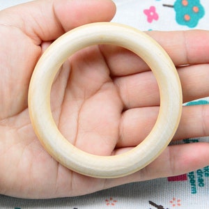 20 pcs unfinished large wooden circles, 70mm round wood ring