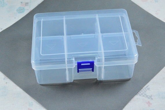 Caja de plástico transparente grande, caja de plástico rectangular, caja  transparente con 6 rejillas extraíbles, caja organizadora de artesanías de  joyería, contenedor de caja de almacenamiento de cuentas -  España