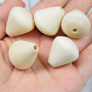 30pcs teardrop shape wooden beads, wood cone, unfinished cone shape wood beads 22x23mm