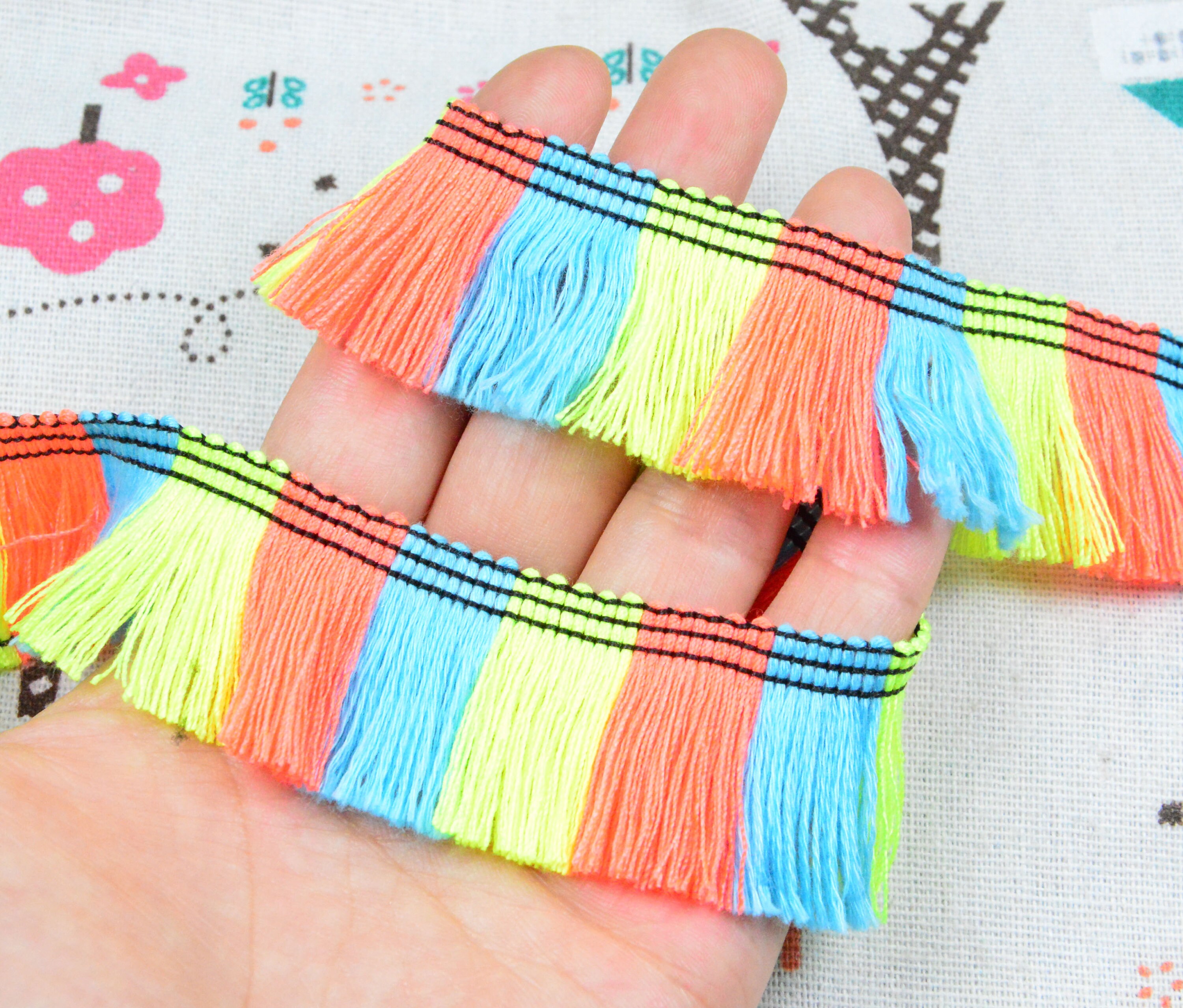2m multicolor brush cotton fringe trim 1'' wide Etsy