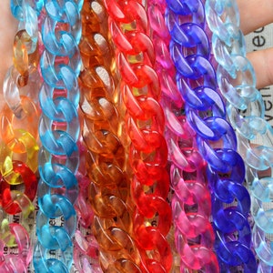 flat twist plastic chain, assorted color transparent acrylic link chain, glasses chain, eyeglass chain
