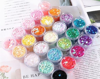 6000pcs 3mm Iridescent Loose sequins, 27 colors round PVC sequins, Sparkling flat round sequin, pack of 30ml per bottle