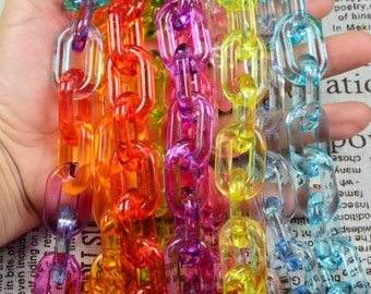 large oval acrylic link chain, chunky chain, bag chain, handbag chain, glasses chain, assorted color transparent acrylic chain