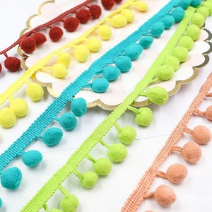 18 colors 15mm Pom Pom trim, Pom Pom ball fringe tape, PomPom ball fringe ribbon, PomPom trim sewing crafts