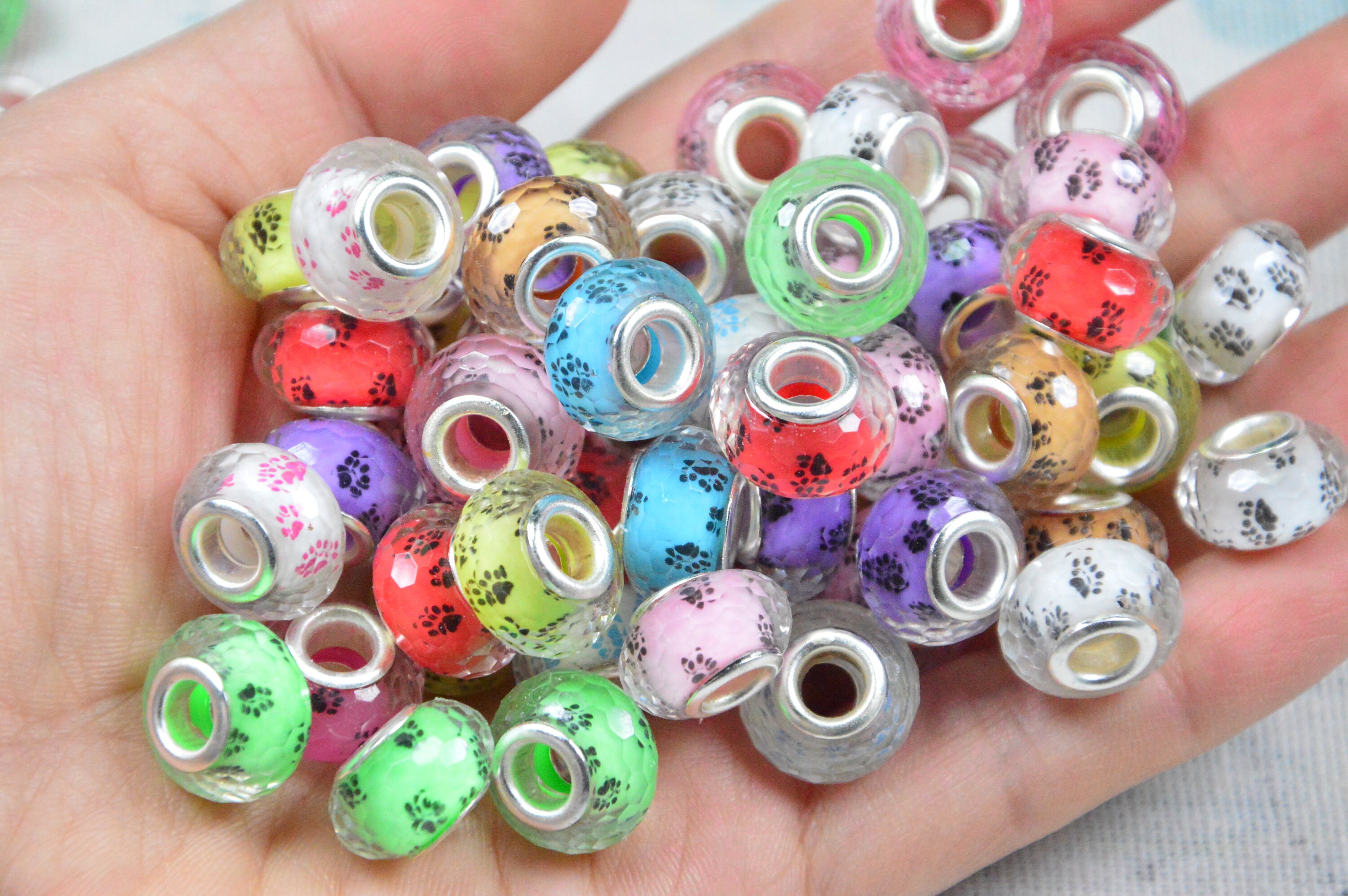 thumbnail image 2 of 50pcs Purple Glass Crystal Big Hole Beads For European Charm Bracelets - Z17 2 of 10