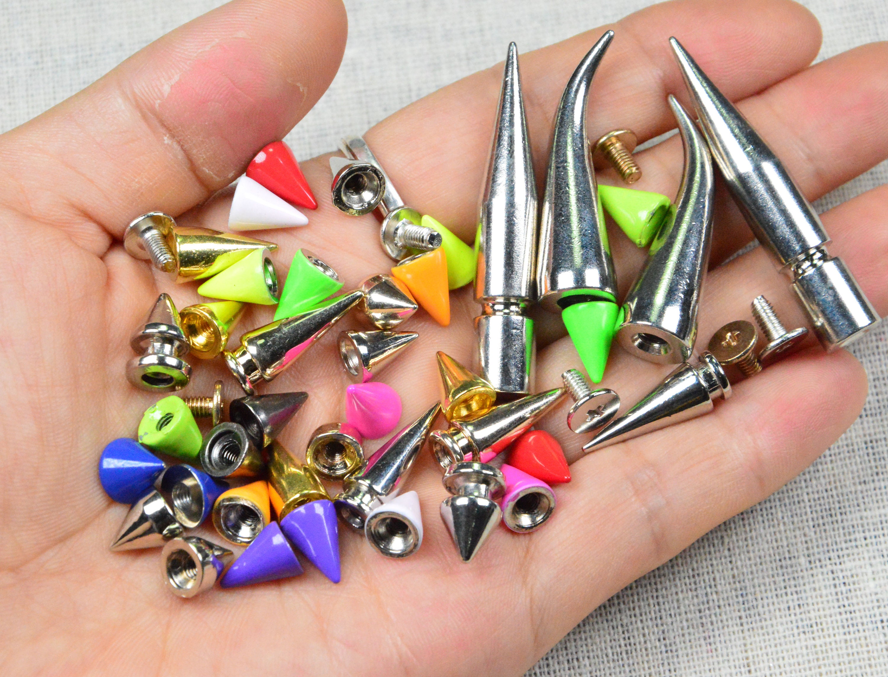 Punk Bullet Spike Cone Studs Metal Spikes Studs Screw Back for DIY
