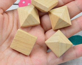 20 pcs wooden beads, wood pyramid, Unfinished flat back Pyramid shape wood beads 22x22x16mm