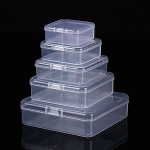 Caja de plástico transparente – cuadrado de 4 pulgadas x 2 pulgadas de alto  – 6 cajas por paquete