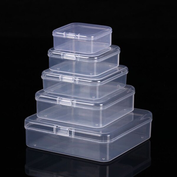 Square plastic box, Clear square box, Jewelry beads storage box, square plastic case container, Craft supply organizer box