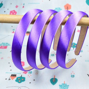 10pcs x 20mm purple satin headbands, satin hair bands, satin fabric covered plastic headbands