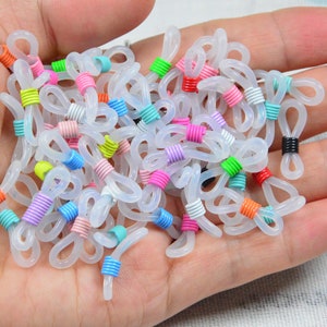 20/50/100 Rubber glasses rope connector, colorful coil rubber loop eyeglass holder 21x4mm