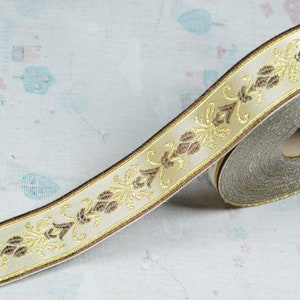 3cm wide Flower Jacquard trim, Flower Metallic embroidered fabric border woven tape Jacquard ribbon trim, sell by the yard