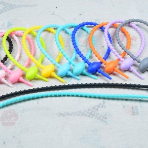 10pcs/set Silicone rubber strap connector Key chain clasp stretch rubber lanyard jewelry pendant hanging rubber band 22cm long