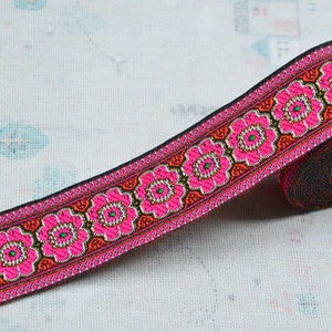 3.3cm Flower Jacquard trim, Gold Metallic Embroidered ribbon woven tape Jacquard ribbon border craft sewing decoration