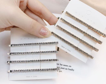 2 pcs/4 pcs/8 pcs Silver/Gold Bobby pins, Rhinestone bobby pins, Glitter crystal hair pins hair holder, Trendy hairpin, Bridal hair pins 7cm