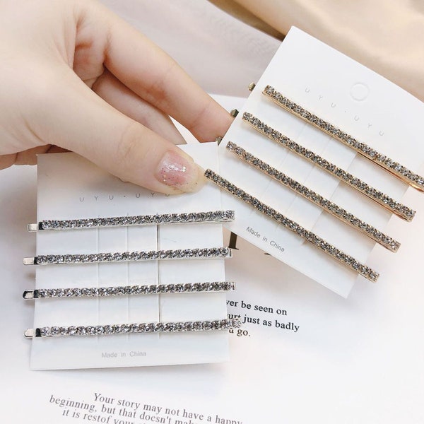 2 pcs/4 pcs/8 pcs Silver/Gold Bobby pins, Rhinestone bobby pins, Glitter crystal hair pins hair holder, Trendy hairpin, Bridal hair pins 7cm