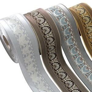 60mm Flower Jacquard ribbon Floral Woven trim Border Embroidered ribbon sewing trim Jacquard trim