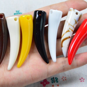 20 pcs assorted color sharp plastic animal teeth, resin fangs, plastic teeth charms