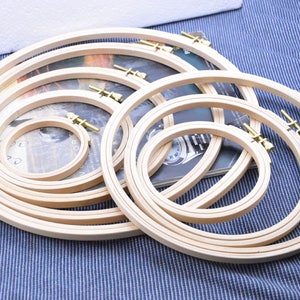 2 pcs Natural Beech wooden embroidery hoops, Assorted size round wood Cross Stitch hoops
