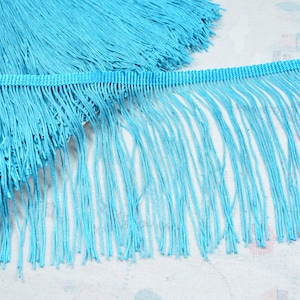 15cm High Quality Blue Polyester fringe trim by the yard