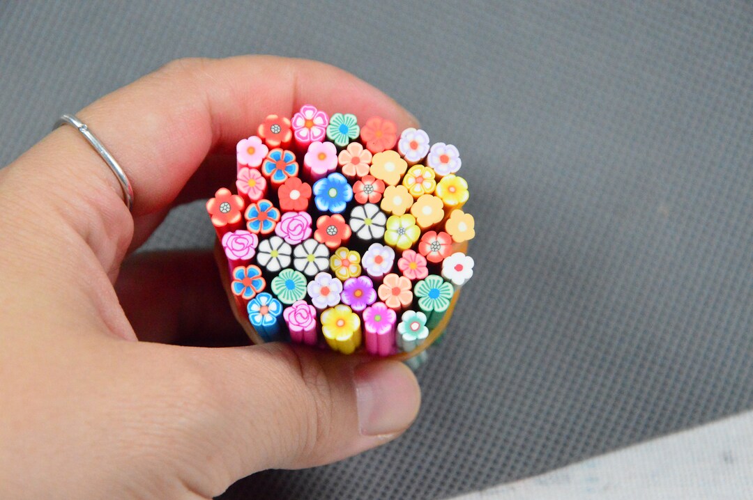 20pcs/50pcs X 50mm Polymer Clay Canes, Assorted Flower Theme Polymer