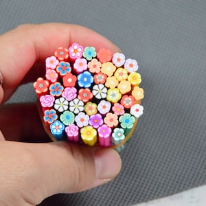 20pcs/50pcs x 50mm Polymer Clay canes, assorted flower Theme Polymer clay sticks for Manicure Decor