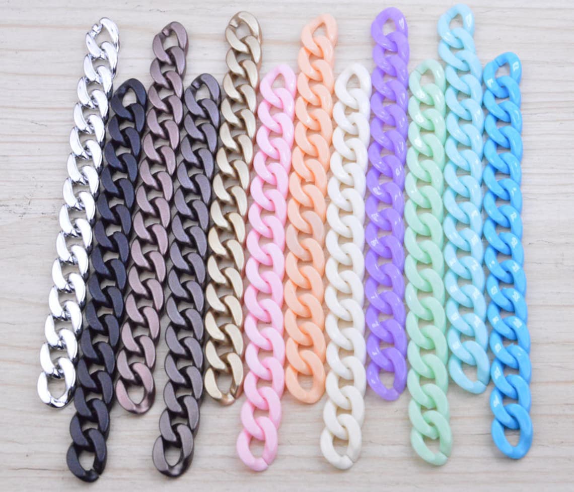 50pcs Plastic Chain Links Assorted Color Small Plastic Links Etsy